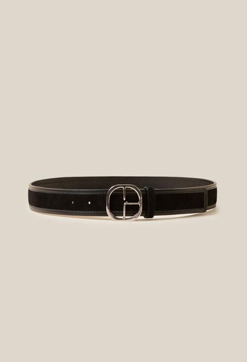 Claudie Ceinture Cuir Suède Noir Pour Femme