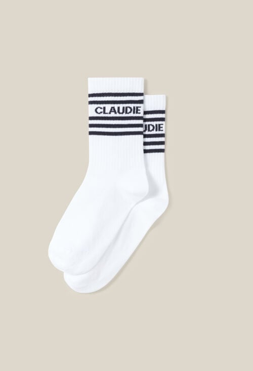 Claudie Chaussettes Sport Rayée Marine Pour Femme