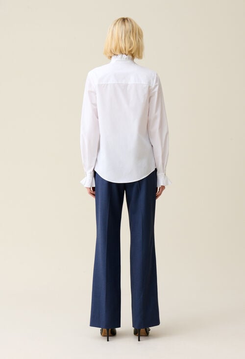 Claudie Chemise Blanche Col Volanté Pour Femme