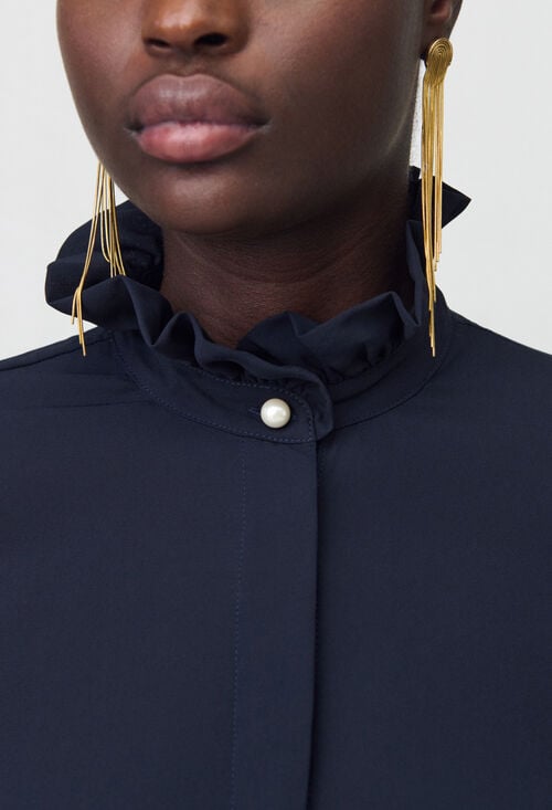 Claudie Chemise Col Victorien Marine Pour Femme