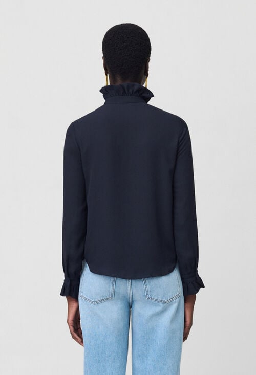 Claudie Chemise Col Victorien Marine Pour Femme