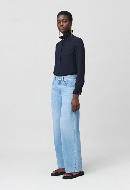 claudie Chemise col victorien marine pour femme