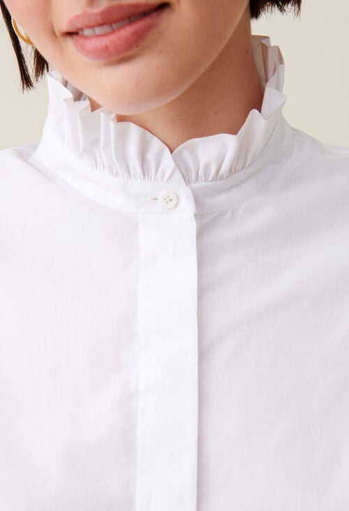 Claudie Chemise Col Volant Blanche Pour Femme