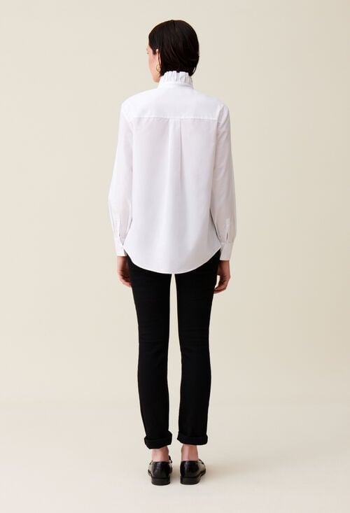 Claudie Chemise Col Volant Blanche Pour Femme