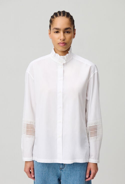 Claudie Chemise Coton Col Volanté Pour Femme