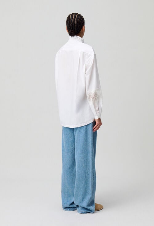 Claudie Chemise Coton Col Volanté Pour Femme