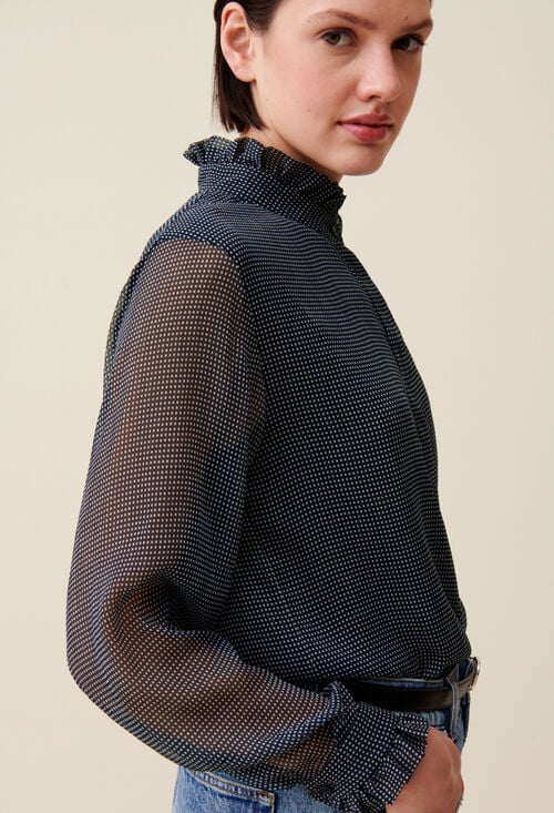 Claudie Chemise Fluide Petits Carreaux Pour Femme