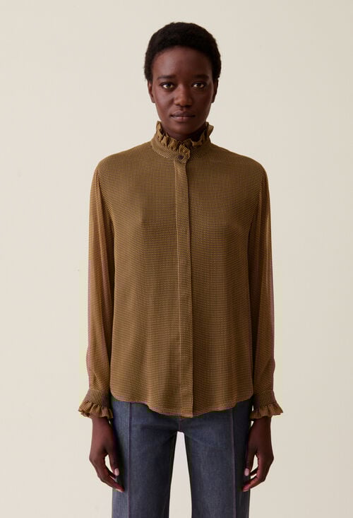 Claudie Chemise Fluide Petits Carreaux Pour Femme