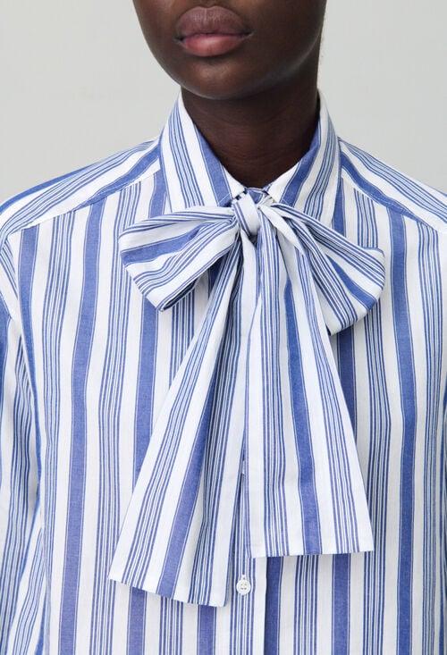 Claudie Chemise Rayures Col Noeud Pour Femme