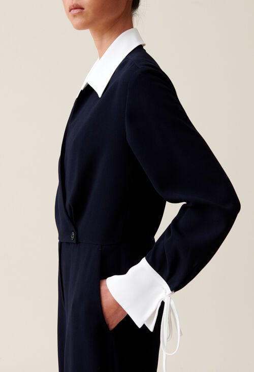 claudie Combinaison bi-matière marine pour femme