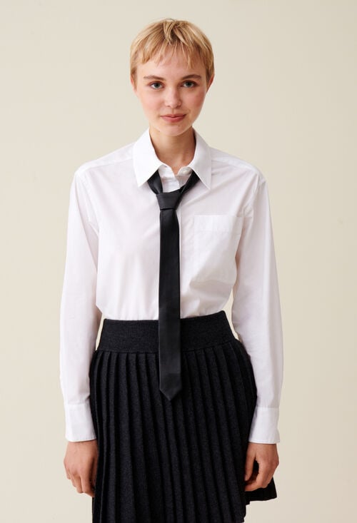 Claudie Cravate Cuir Noir Pour Femme