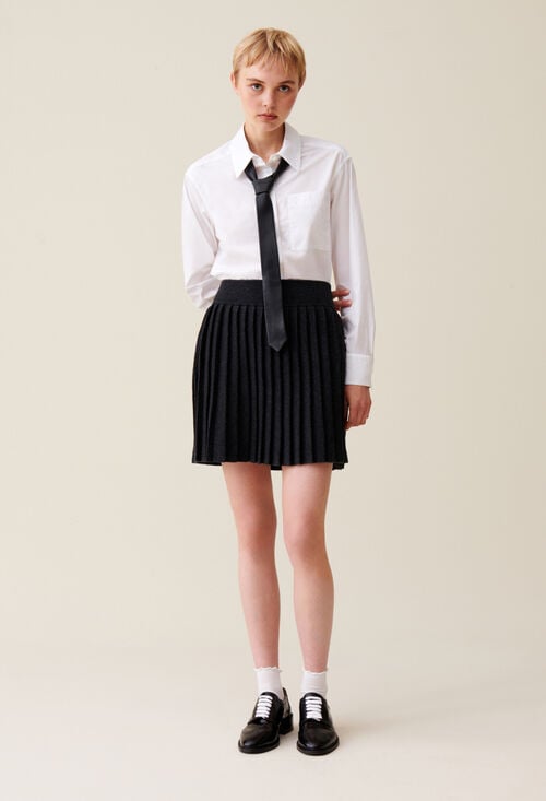 claudie Cravate cuir noir pour femme