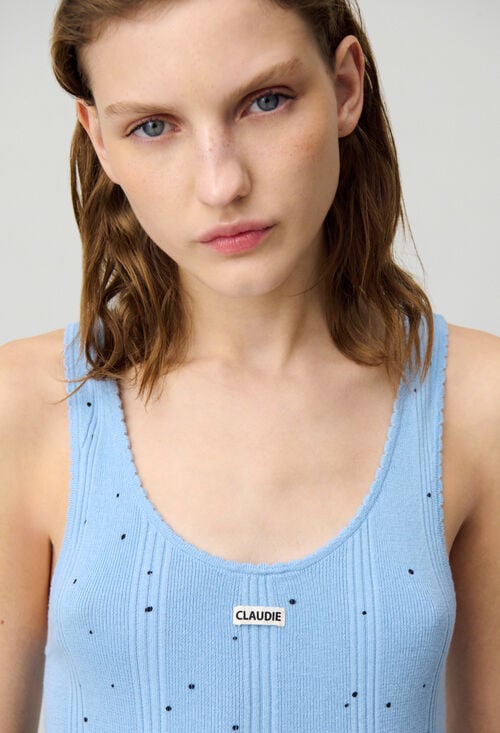 Claudie Débardeur Maille Fine Pois Pour Femme