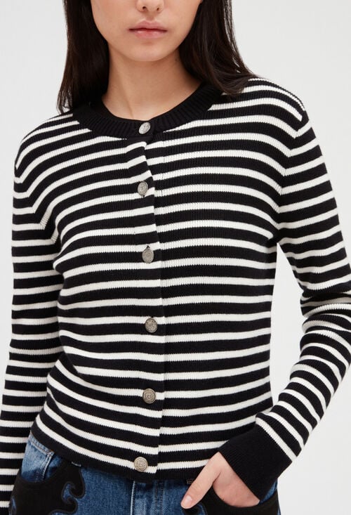 Claudie Gilet Rayé Maille Pour Femme