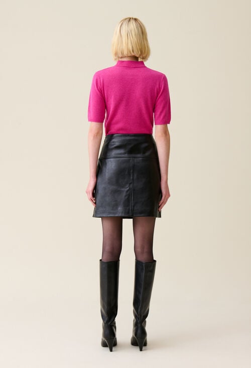 Claudie Jupe Courte Cuir Pour Femme