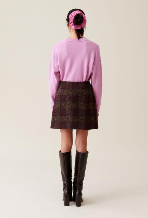 Claudie Jupe Courte Maille Carreaux Pour Femme