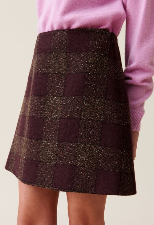 claudie Jupe courte maille carreaux pour femme