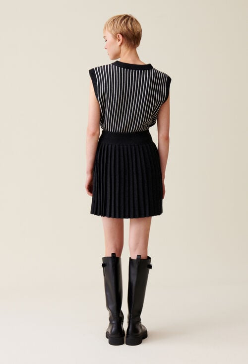 Claudie Jupe Courte Maille Gris Chiné Pour Femme