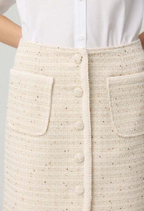Claudie Jupe Courte Tweed Boutonnée Pour Femme