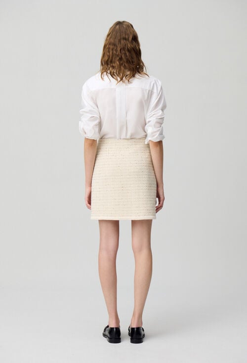 Claudie Jupe Courte Tweed Boutonnée Pour Femme