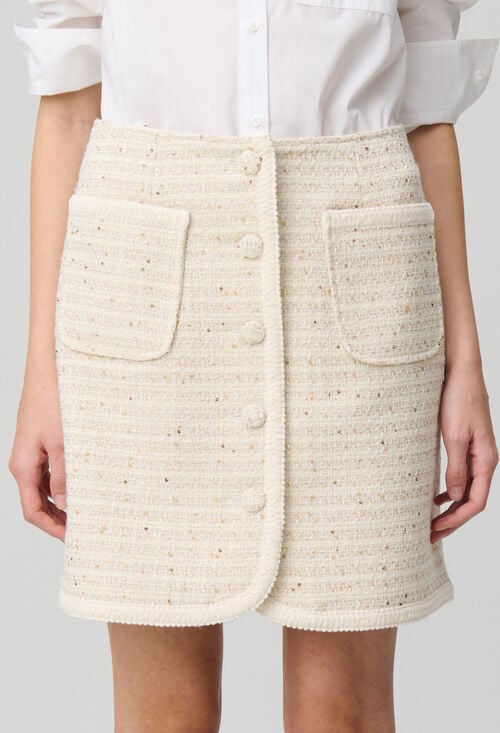 claudie Jupe courte tweed boutonnée pour femme