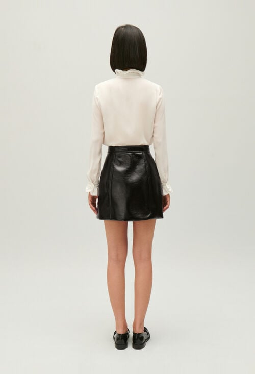 Claudie Jupe Courte Vinyle Noire Pour Femme