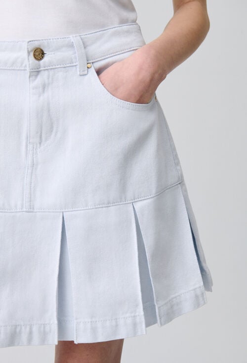 Claudie Jupe Denim Courte à Plis Pour Femme