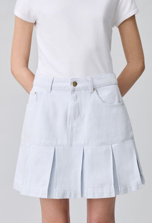 Claudie Jupe Denim Courte à Plis Pour Femme