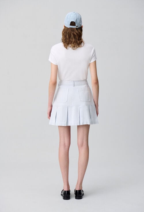 Claudie Jupe Denim Courte à Plis Pour Femme