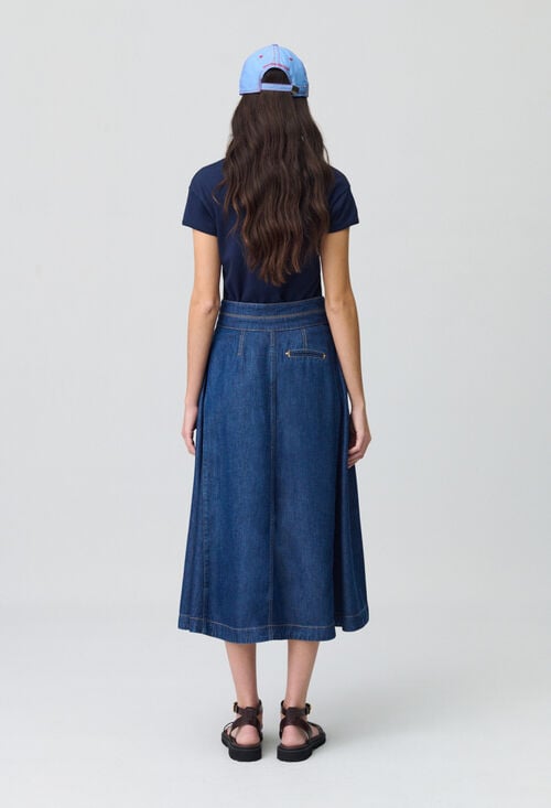 Claudie Jupe Denim Longue à Boutons Pour Femme