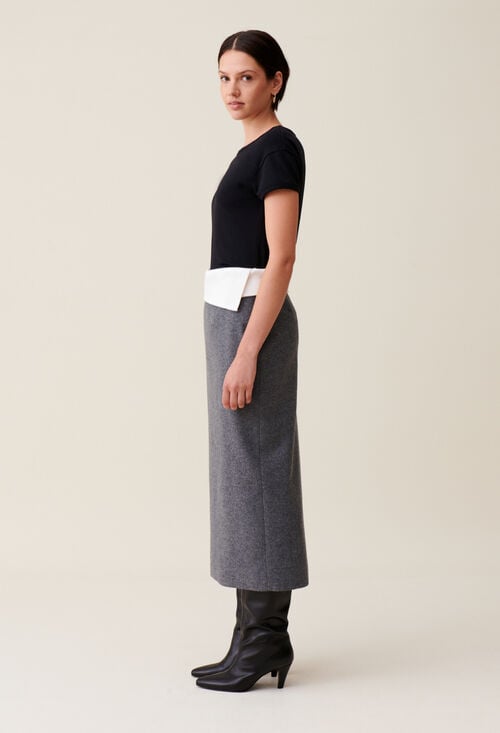 Claudie Jupe Droite Gris Pour Femme