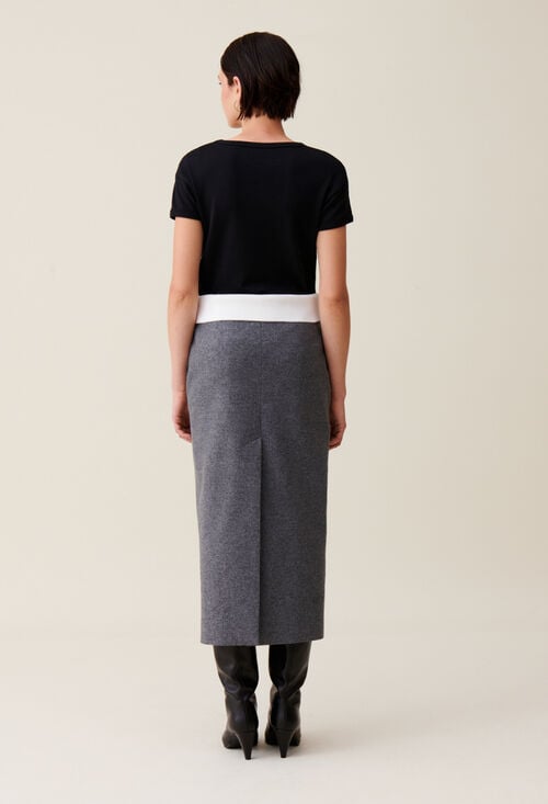 Claudie Jupe Droite Gris Pour Femme