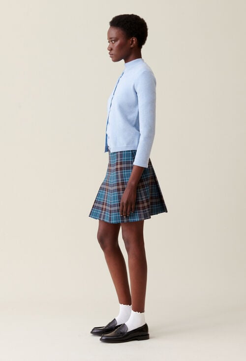 Claudie Jupe Laine Carreaux Pour Femme