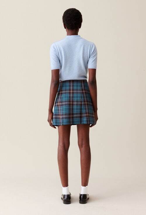 Claudie Jupe Laine Carreaux Pour Femme