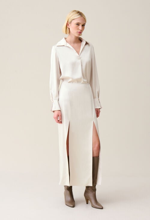 Claudie Jupe Longue Fluide à Pinces Pour Femme