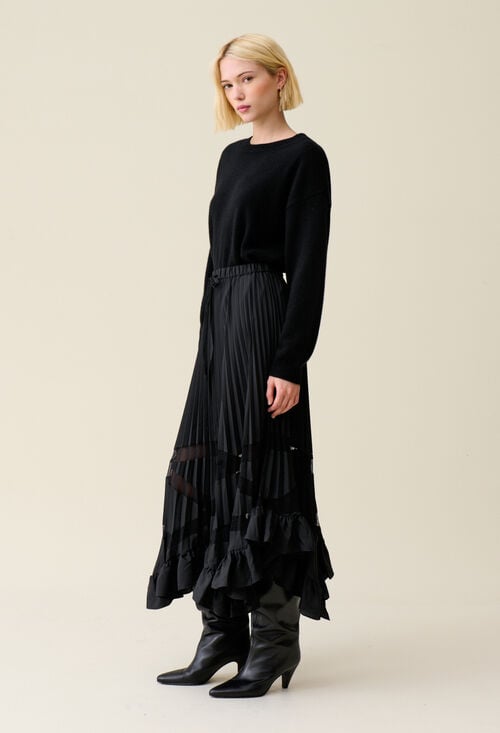 Claudie Jupe Longue Plissée Asymétrique Pour Femme