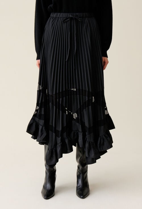 claudie Jupe longue plissée asymétrique pour femme