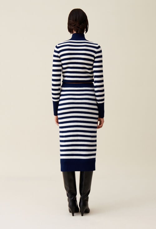 Claudie Jupe Maille Rayures Marinière Pour Femme