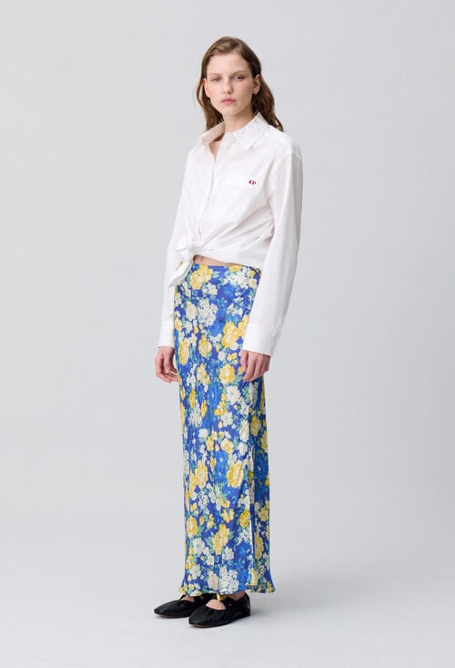 claudie Jupe mi-longue à fleurs pour femme