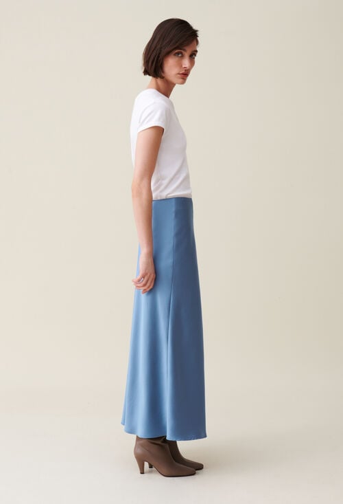 Claudie Jupe Midi Fluide Satinée Pour Femme