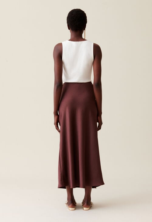 Claudie Jupe Midi Fluide Satinée Pour Femme