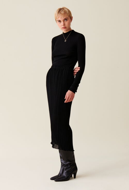 Claudie Jupe Plissée 7/8ème Doublée Pour Femme