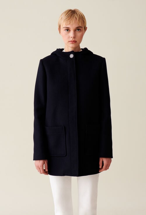 Claudie Manteau Capuche Marine Pour Femme