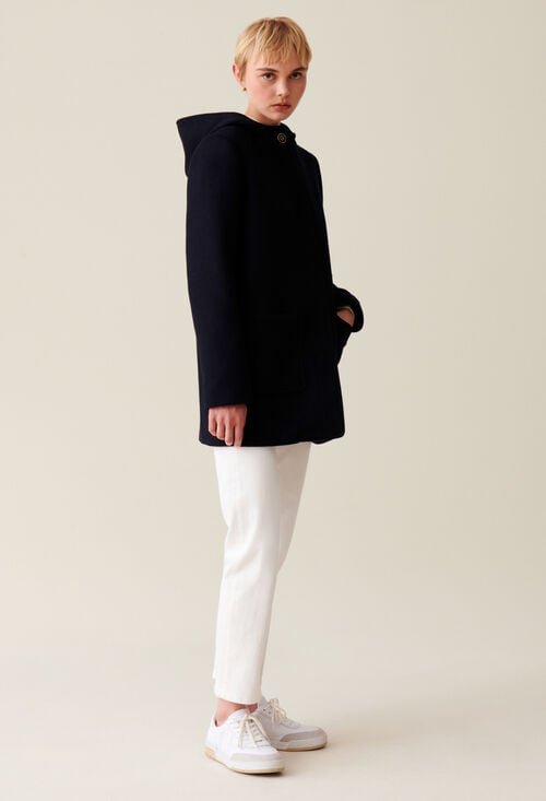 claudie Manteau capuche marine pour femme
