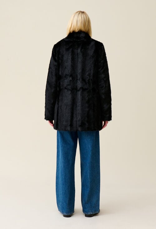 Claudie Manteau Fausse Fourrure Noir Pour Femme