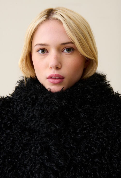 Claudie Manteau Fausse Fourrure Noir Pour Femme