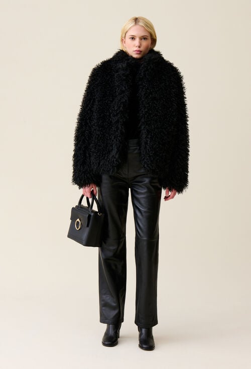 Claudie Manteau Fausse Fourrure Noir Pour Femme