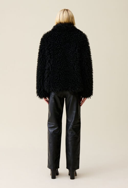 Claudie Manteau Fausse Fourrure Noir Pour Femme