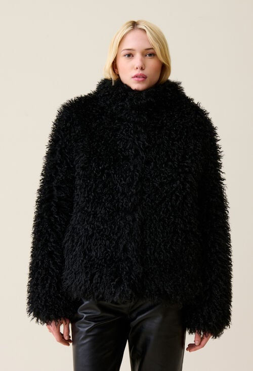 claudie Manteau fausse fourrure noir pour femme