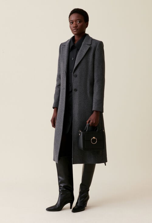 claudie Manteau long ceinture gris pour femme